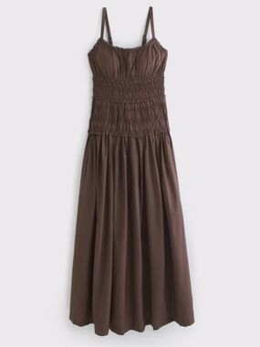 Abercrombie & Fitch Chestnut Smocked Maxi Dress with Spaghetti Straps